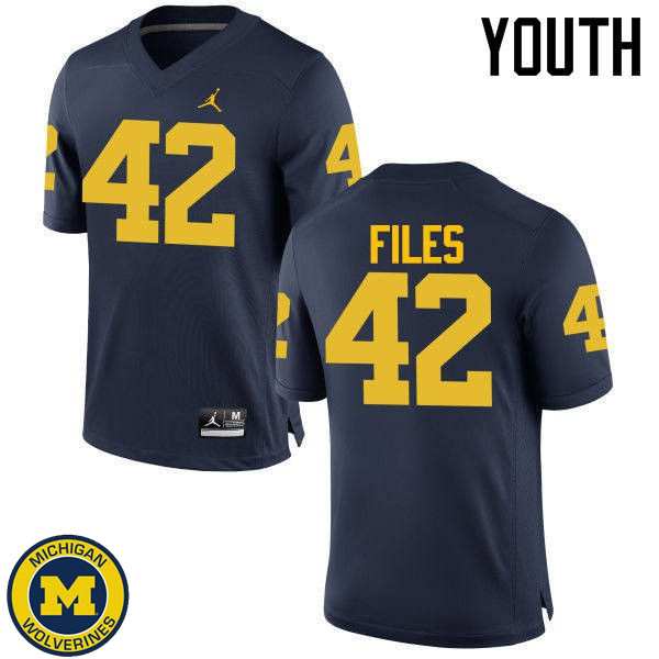 Youth University of Michigan #42 Joseph Files Navy Alumni Jersey